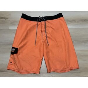 Affliction Shorts Men 34 Orange Board Hybrid Summer Swim Trunks‎ Active Logo
